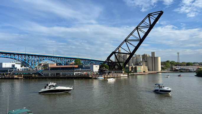A view from Cleveland's Cuyahoga River.