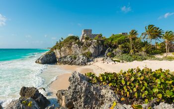 The beach and ruins of the Maya civilization in Tulum