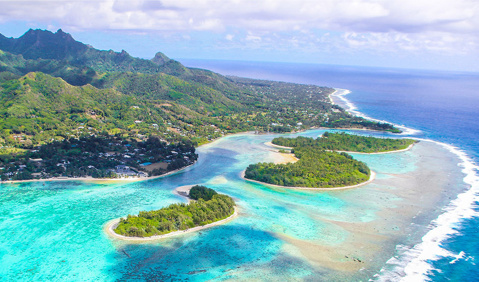 Breathtaking aerial view of Rarotonga, Cook Islands in the Pacific islands 