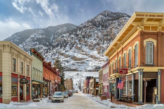 Georgetown, Colorado, historic, snow, mountains, small town, old town