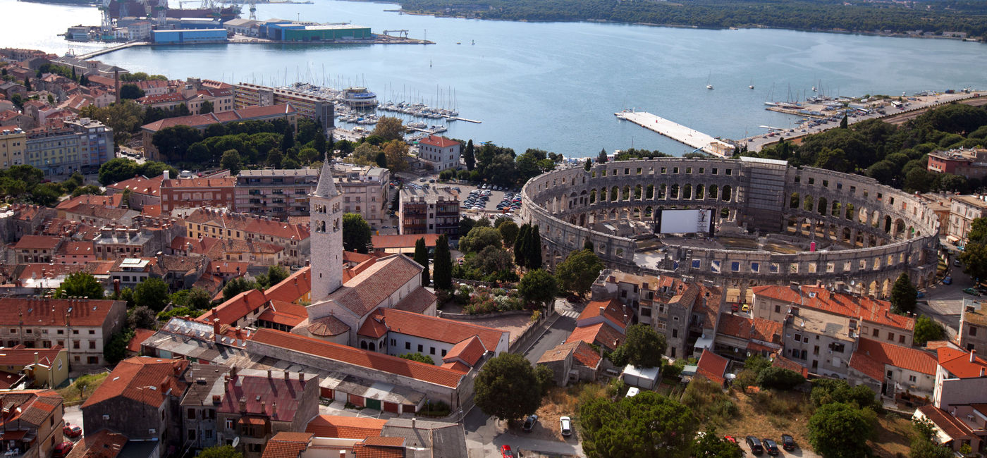 Image: Aerial view of the ancient Roman amphitheater in Pula, Croatia. (photo courtesy of Spanic / iStock / Getty Images Plus)