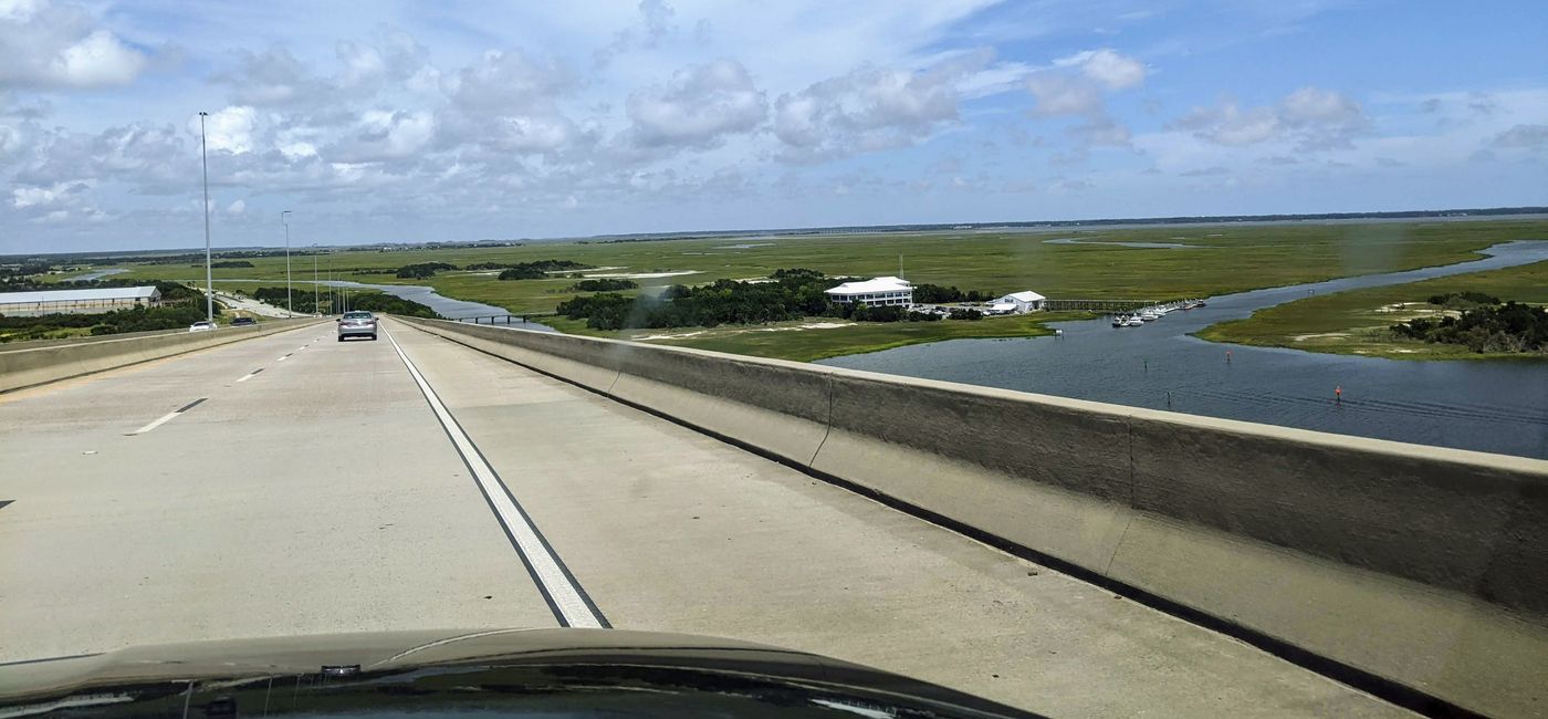Image: Driving over a bridge during road trip (photo by Lauren Bowman)