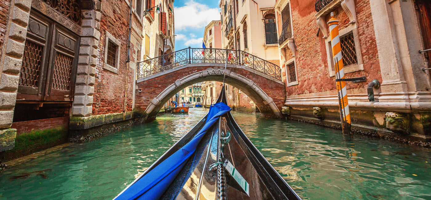 Image: PHOTO: View from a gondola on the canals of Venice, Italy (Photo via valio84sl / iStock / Getty Images Plus) (Photo Credit: valio84sl/iStock/Getty Images Plus)