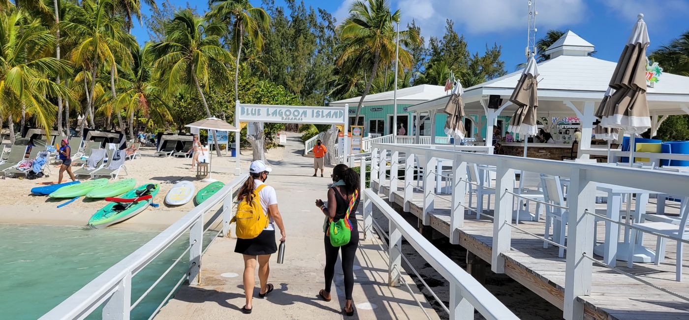 Image: Travelers were headed to Blue Lagoon, a private Bahamian island show here earlier this year, when their ferry sank Tuesday. (Photo Credit: Brian Major)