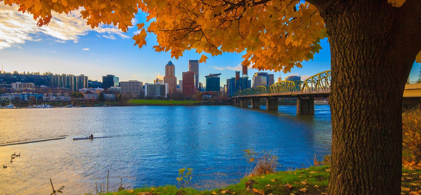 Image: View of Portland, Oregon overlooking the Willamette River during fall. (photo via jose1983/iStock/Getty Images Plus)