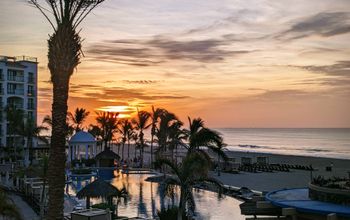 Beach, sunrise, Los Cabos, Mexico, pool, yoga