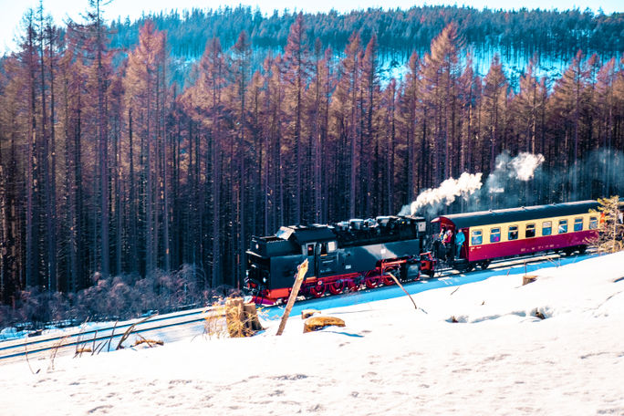 trains, rail, tracks, snow, winter, Harz, mountains, Schierke, Germany, national parks