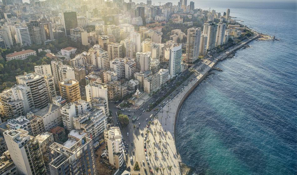 Aerial View of Beirut Lebanon, City of Beirut